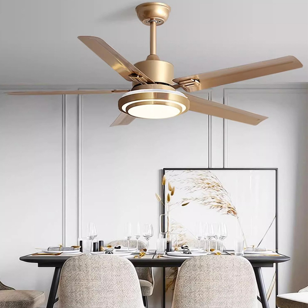 Wooden Ceiling Fan Light Fixtures Remote LED 52 Brushed Nickel Bedroom Living Room Abanico De Techo