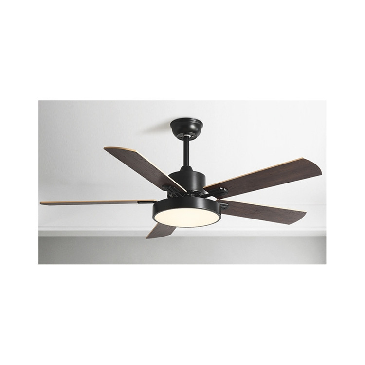 Household 52 Inch DC Motor Solid Wood 5 Blades Modern Home Decor Mute Bldc Led Ceiling Fan With Light Remote Control