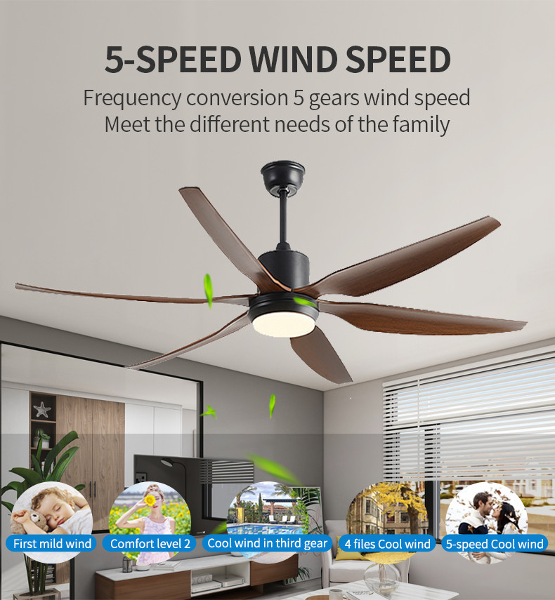 66 Inch Indoor Decorative Ceiling Fan With Led Light 3 Colour Change Fan With Light