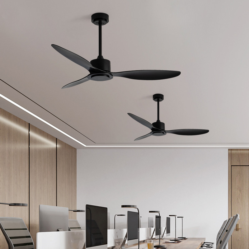 Moderner 42-Zoll-ABS-Deckenventilator mit schwarzen Holz blättern und weißer Motor fernbedienung ohne Lampe Wechselstrom motor