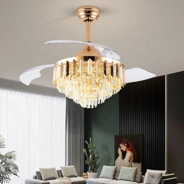 Nordic Decorative Lighting 42 Inch Indoor Gold Dimming Remote Control Ceiling Fan Light