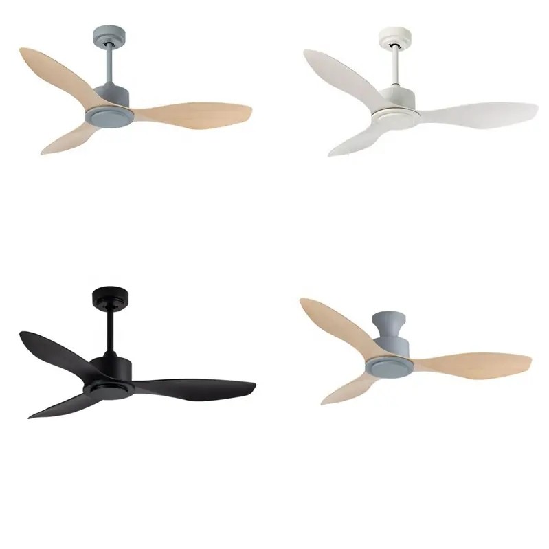Mute Interior Office Home Remote Control ABS 3 Blades White Black Modern 48 Inch Ceiling Fan