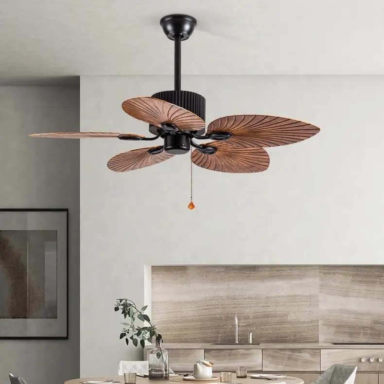 American Style Vintage Decorative Fan Ceiling Winding Powered Ceiling Fan With Light