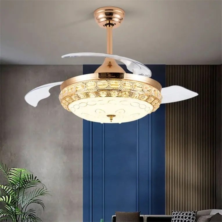 Nordic Decorative Lighting 42 Inch Indoor Gold Dimming Remote Control Ceiling Fan Light