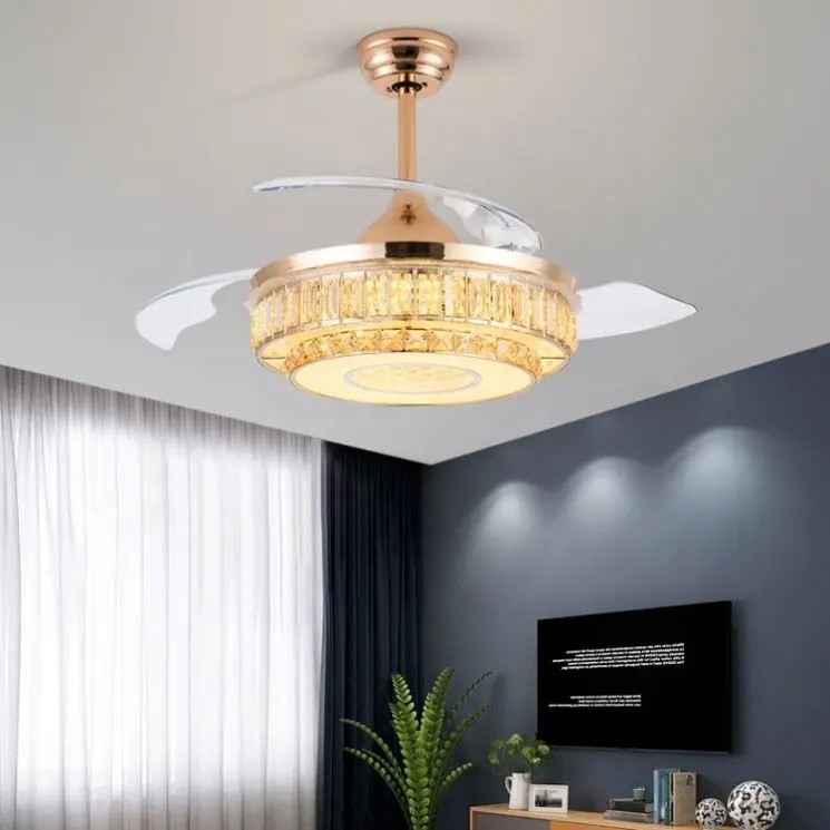 Nordic Decorative Lighting 42 Inch Indoor Gold Dimming Remote Control Ceiling Fan Light