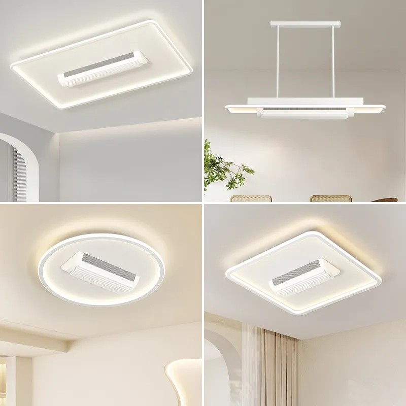 HFBH Model 1631B Plastic Bladeless Ceiling Fan with Light DC Motor Remote Control for Living Room Installation