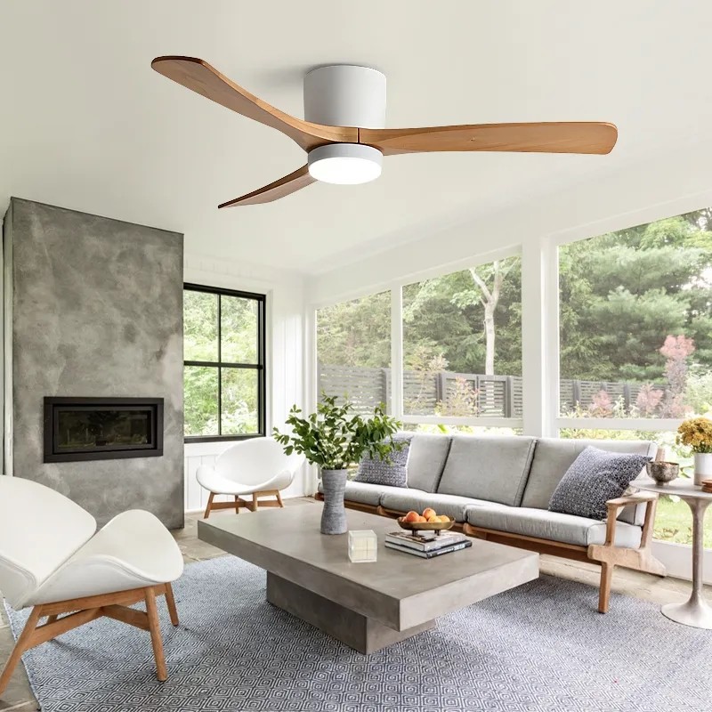 HFBH Model 657 Modern Design 3 Solid Wood Blades 42 52 Inches Ceiling Fan with Light
