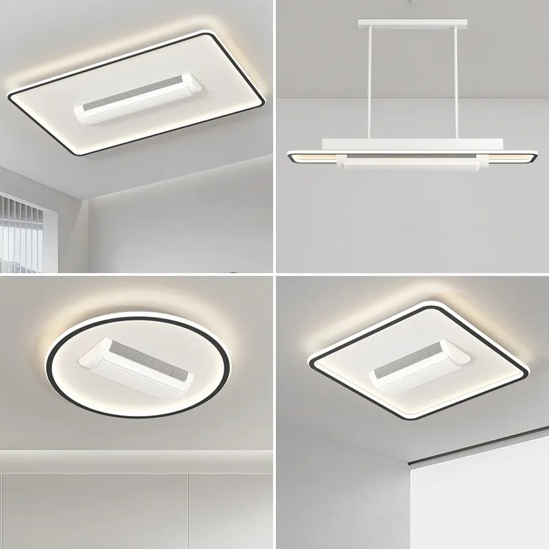 HFBH Model 1631C Electric Remote Control Ceiling Fan Light Plastic Leafless Fan with Light Blade for Household DC Motor