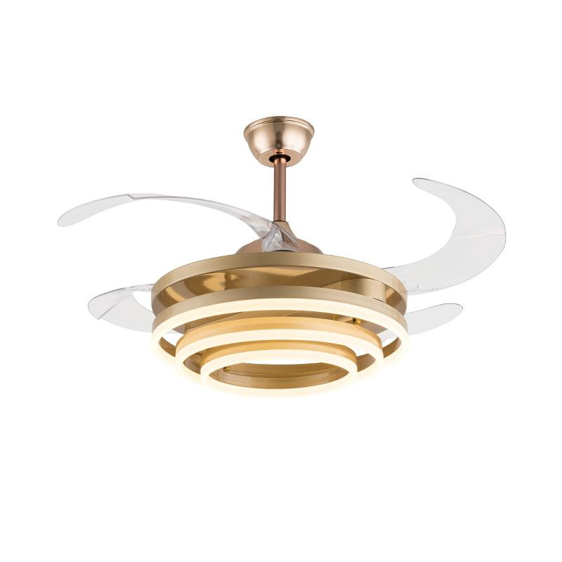 European Creative 90W Three Ring Fan Lamp with LED Modern Remote Control Double Luminous for Living Room Dining Room