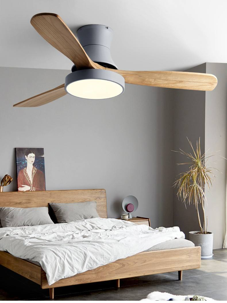 HFBH Ceiling Fan Modern Nordic Fancy 3 Wooden Blades 42 Inches Energy Saving Dc Motor Decorative Led Ceiling Fan