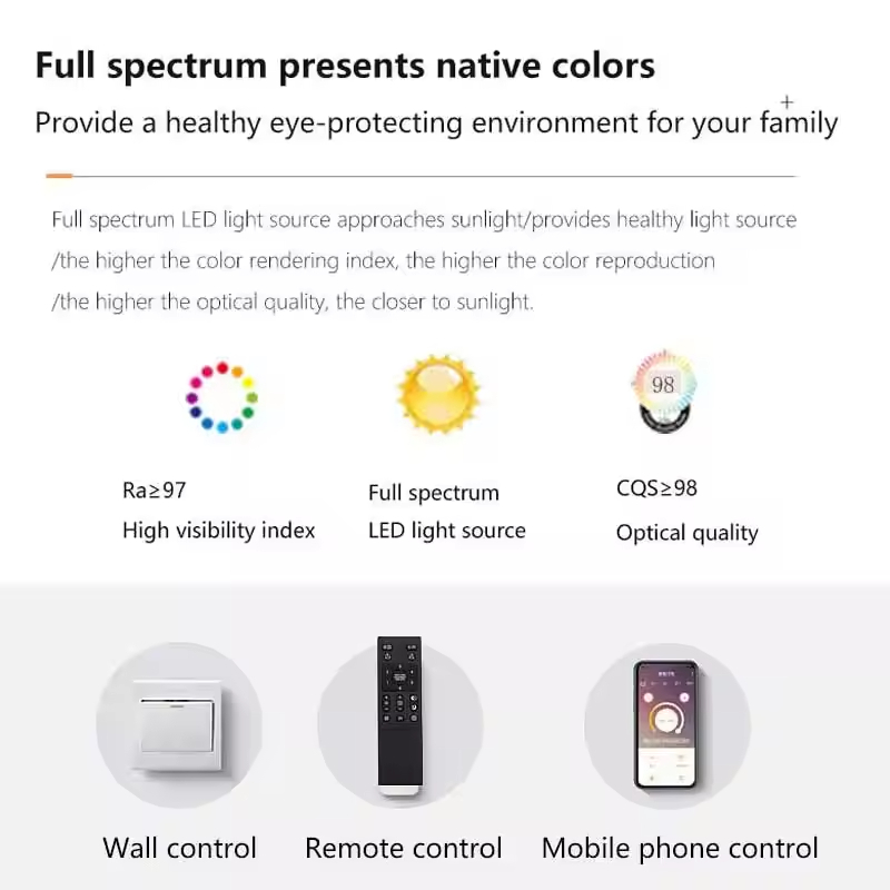 Modern 2024 New Full Spectrum Eye protection Leafless Ceiling Fan with Light Ceiling Light Living Room Fan Light
