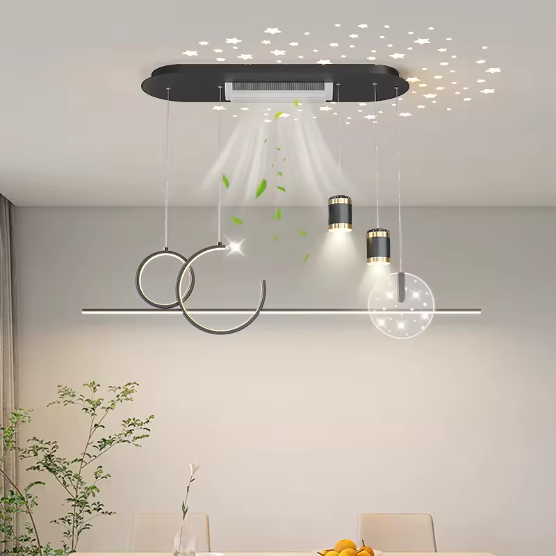 Modern 2024 New Full Spectrum Eye protection Leafless Ceiling Fan with Light Ceiling Light Living Room Fan Light