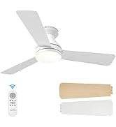 Dimmable LED Ceiling Fan with Screw Type Light Bulb Modern ABS Body for Bedroom Kitchen Living Room