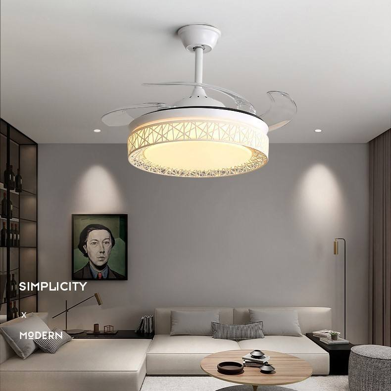 Bedroom 42 Inch Indoor Decorative Fandelier Remote Control Smart Bldc Modern Led Ceiling Fan with Light
