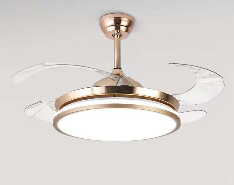 42''Indoor Modern Retractable Pendant Fans Lamp Iron ABS Body LED Chandelier Ceiling Fan with Lights and Remote for Home Bedroom