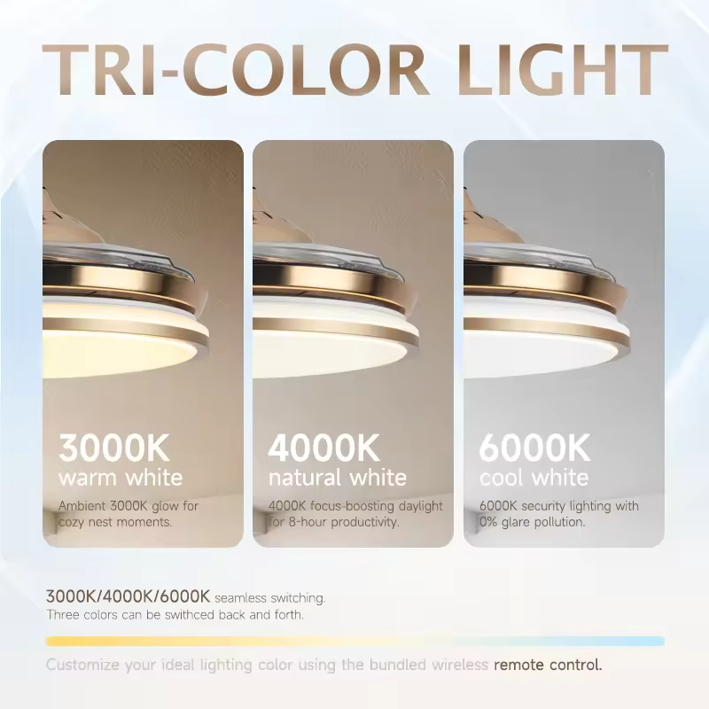 42''Indoor Modern Retractable Pendant Fans Lamp Iron ABS Body LED Chandelier Ceiling Fan with Lights and Remote for Home Bedroom