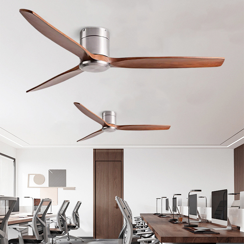 Smart Ceiling Fan Flush Mount Smart Remote Control 3 Wooden Blades Ceiling Fan