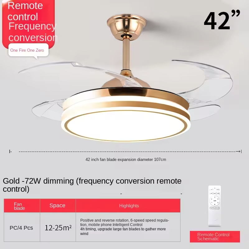 2025 Modern LED Ceiling Fan Light for Home and Restaurant Bluetooth Mute Simple Invisible Iron Chandelier 220V