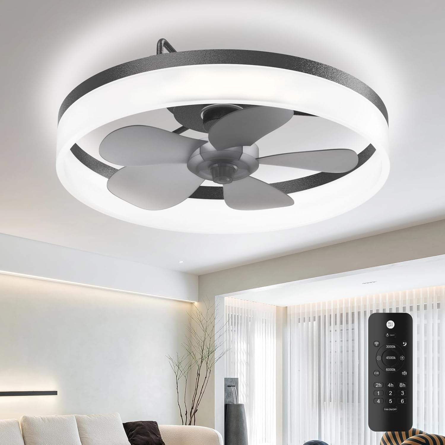 Modern Dimmable Led Fan Ceiling Light Led Remote Control