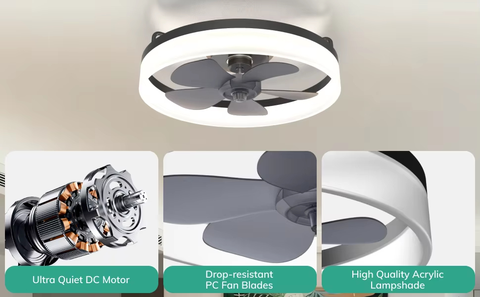 Modern Dimmable Led Fan Ceiling Light Led Remote Control