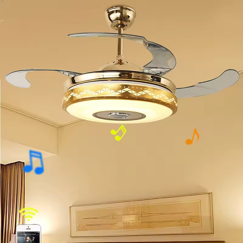 China OEM Invisible Blade Living Room Decorative Enclosed Ceiling Fans Light Lamp