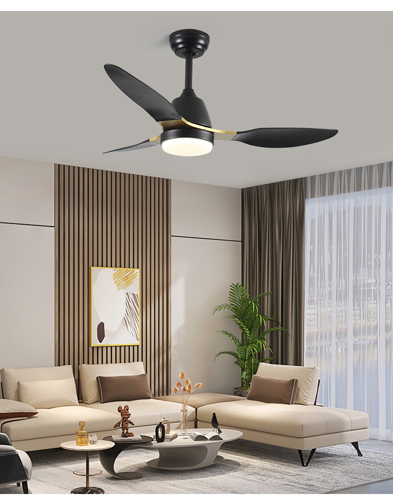 Modern Design 120v-220v Indoor LED Ceiling Fan Light with DC Motor ABS Body & Remote Control Energy Efficient for Home Office