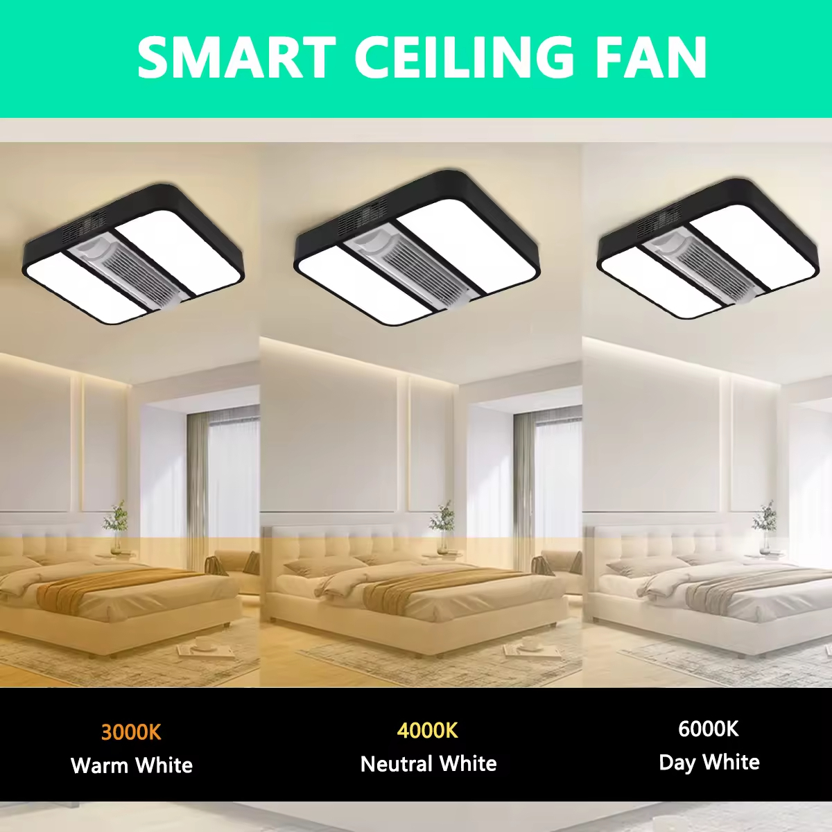 Luxury Decorate Room or Hotel Ceiling Fan Light Recessed Smart LED Ceiling Fan Lamp With Remote Control