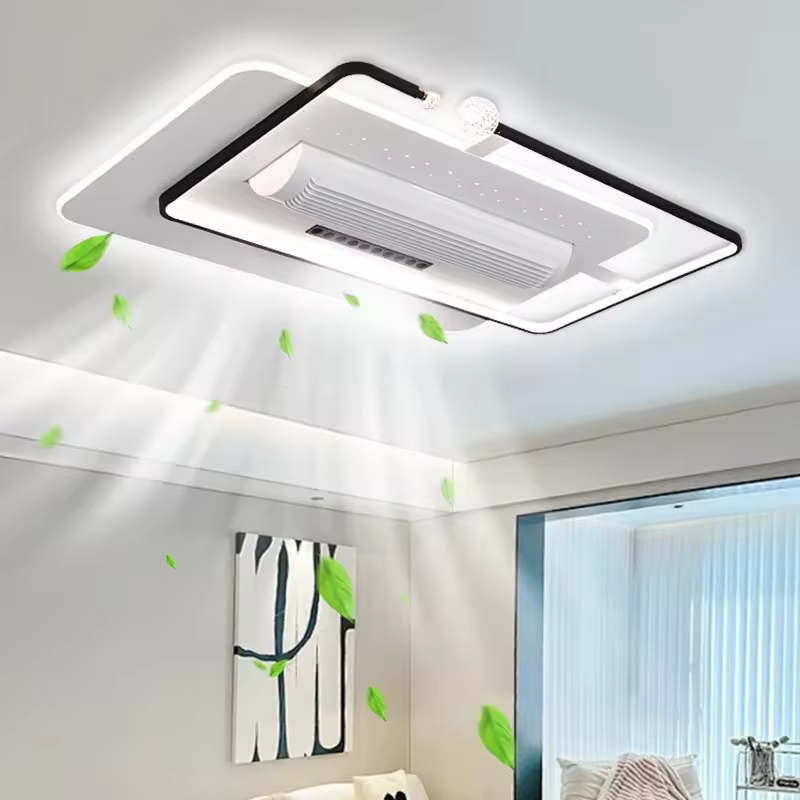 80Ra LED Ceiling Fan Light Hotel Bedroom Decorative Recessed Smart Bladeless Ceiling Fan With Light and Remote