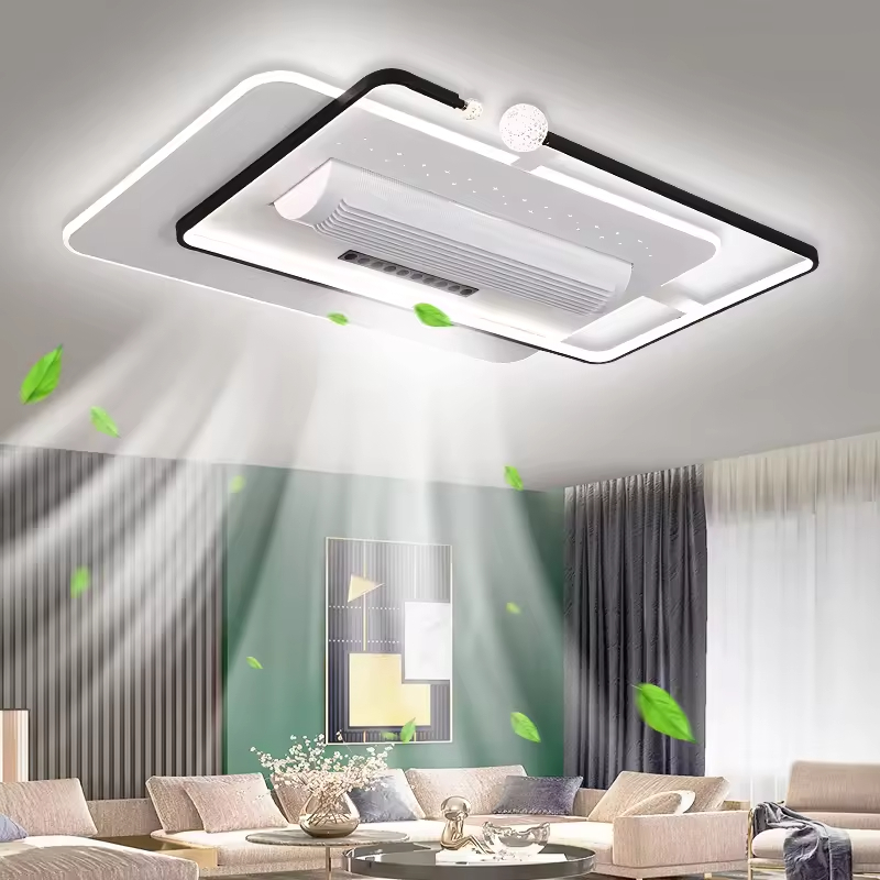 80Ra LED Ceiling Fan Light Hotel Bedroom Decorative Recessed Smart Bladeless Ceiling Fan With Light and Remote