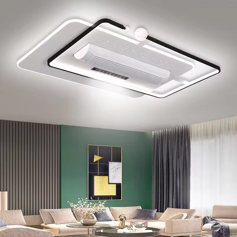 80Ra LED Ceiling Fan Light Hotel Bedroom Decorative Recessed Smart Bladeless Ceiling Fan With Light and Remote
