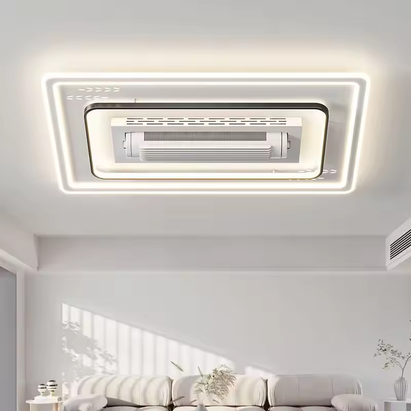 Modern Bladeless LED Lighting Iron Body Air Conditioner for Living Room & Bedroom High-Silent AC Motor Remote Control Switch