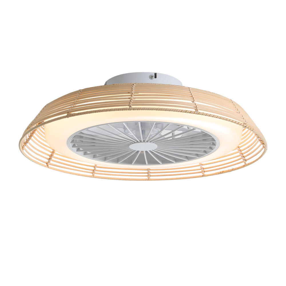 18 Inch Rattan Caged Fan Light Smart Tuya APP Control Ventilador Modern LED Ceiling Fan With Remote Control