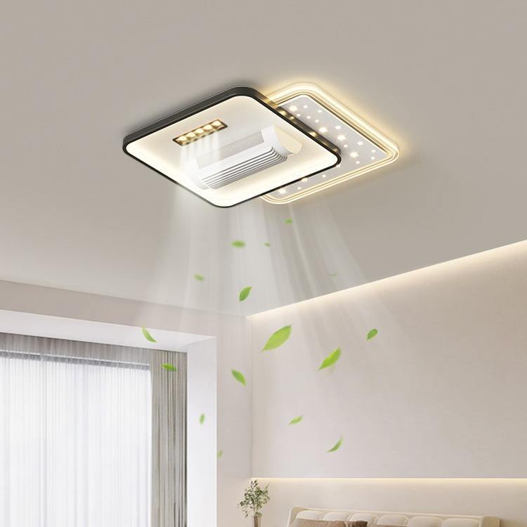 English Voice Control LED Ceiling Fan Light Living Room Leafless Bedroom Soft Wind Invisible Fan Light Mute Eye