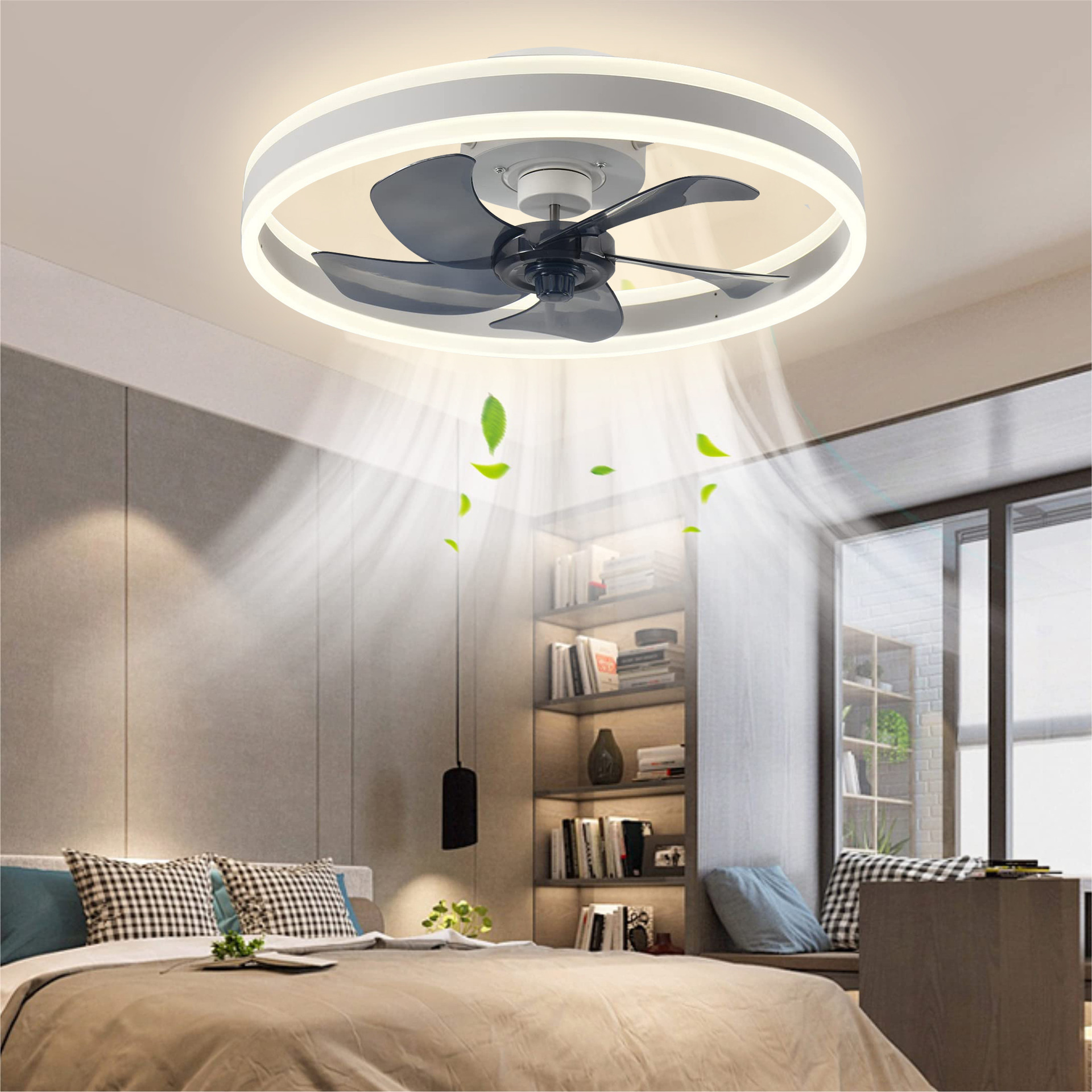 Factory Supply Modern Simple Fan Light for Bedroom Mute Ceiling Fan Light with ABS Material