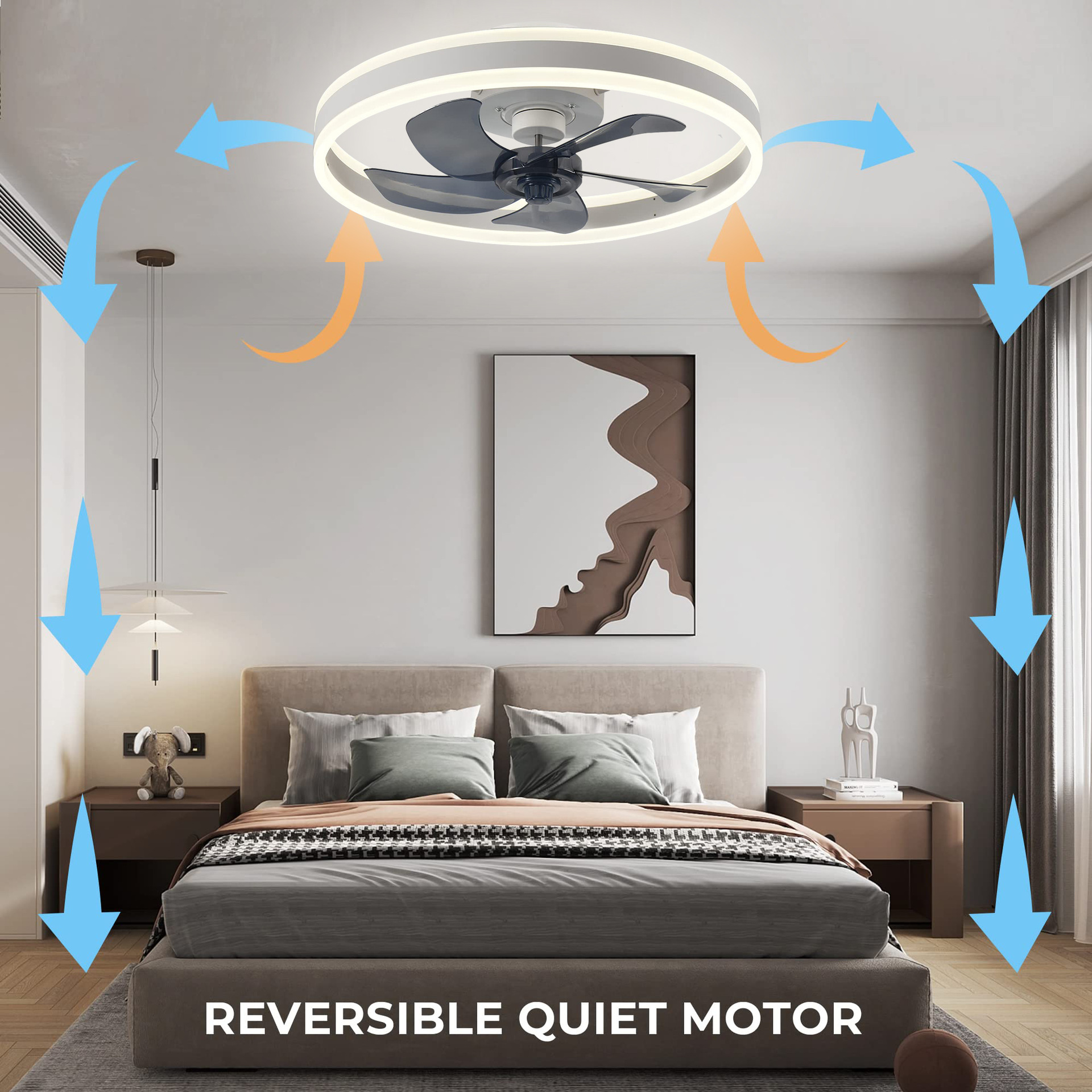 Factory Supply Modern Simple Fan Light for Bedroom Mute Ceiling Fan Light with ABS Material