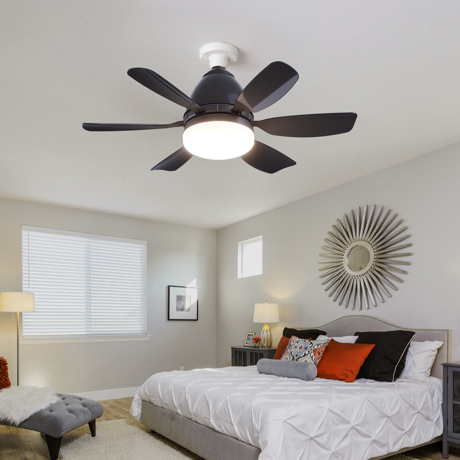 Led Fan Lights Smart Home Light Intelligent Dimming Timing 3 Speed Black E27 Fan Decor Remote Control Modern LED Ceiling Fan