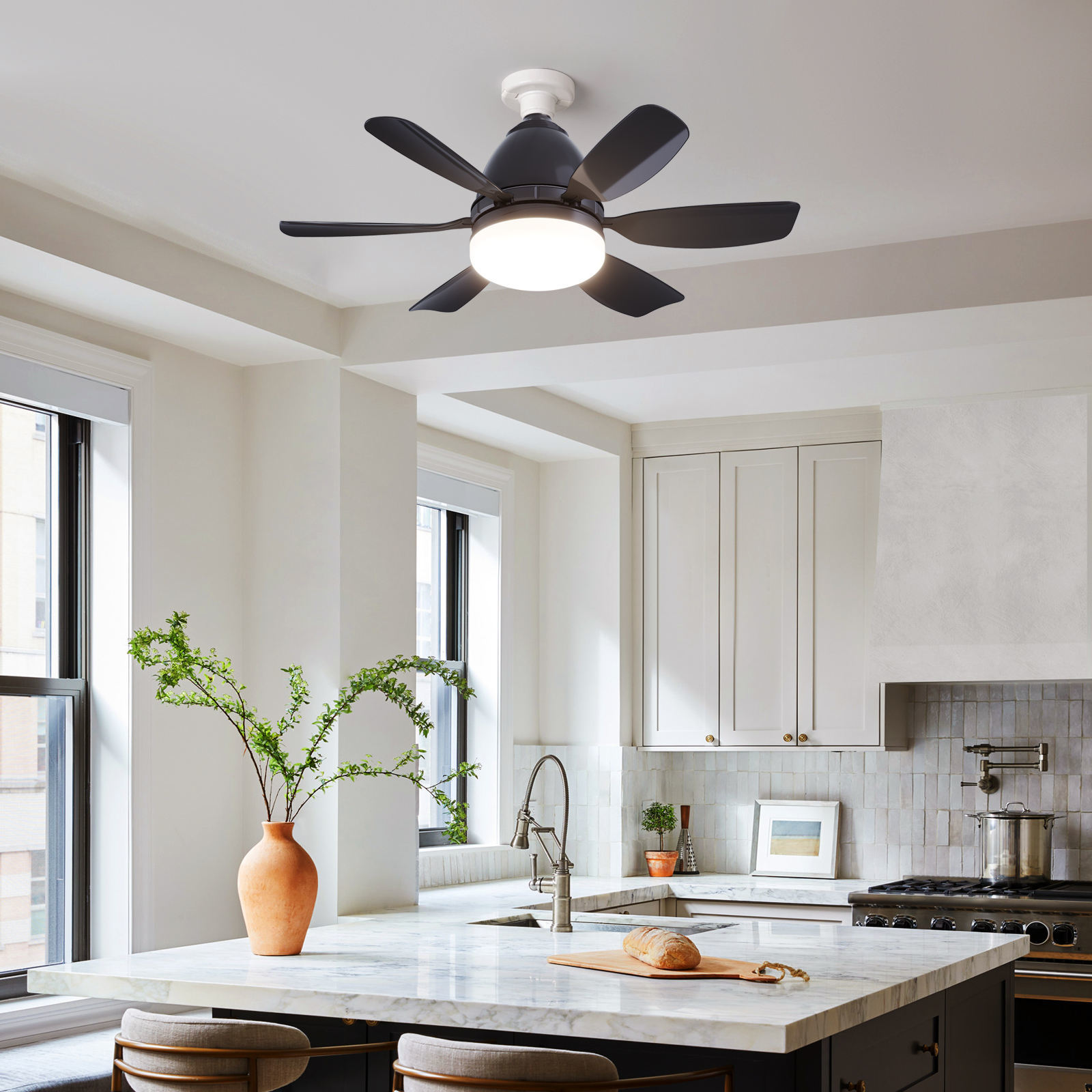 Led Fan Lights Smart Home Light Intelligent Dimming Timing 3 Speed Black E27 Fan Decor Remote Control Modern LED Ceiling Fan
