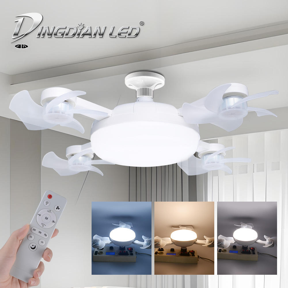 4 Heads Fan LED Light Drone-Shaped Remote Control Indoor Bedroom AC 85-265V Ceiling Fan Lamp