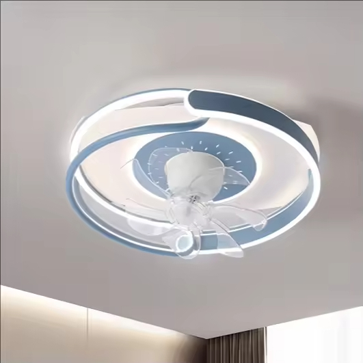 Simple Creative Bedroom Dining Room Fan Lamp Fashion Warm and Comfortable Three Colours Available Round Dining Room Fan Light
