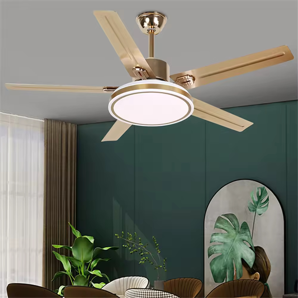 Modern LED Fan Light Luxury Living Room Restaurant Bedroom Hotel Villa Ceiling Fan With Light Remote Electric Fan With Light