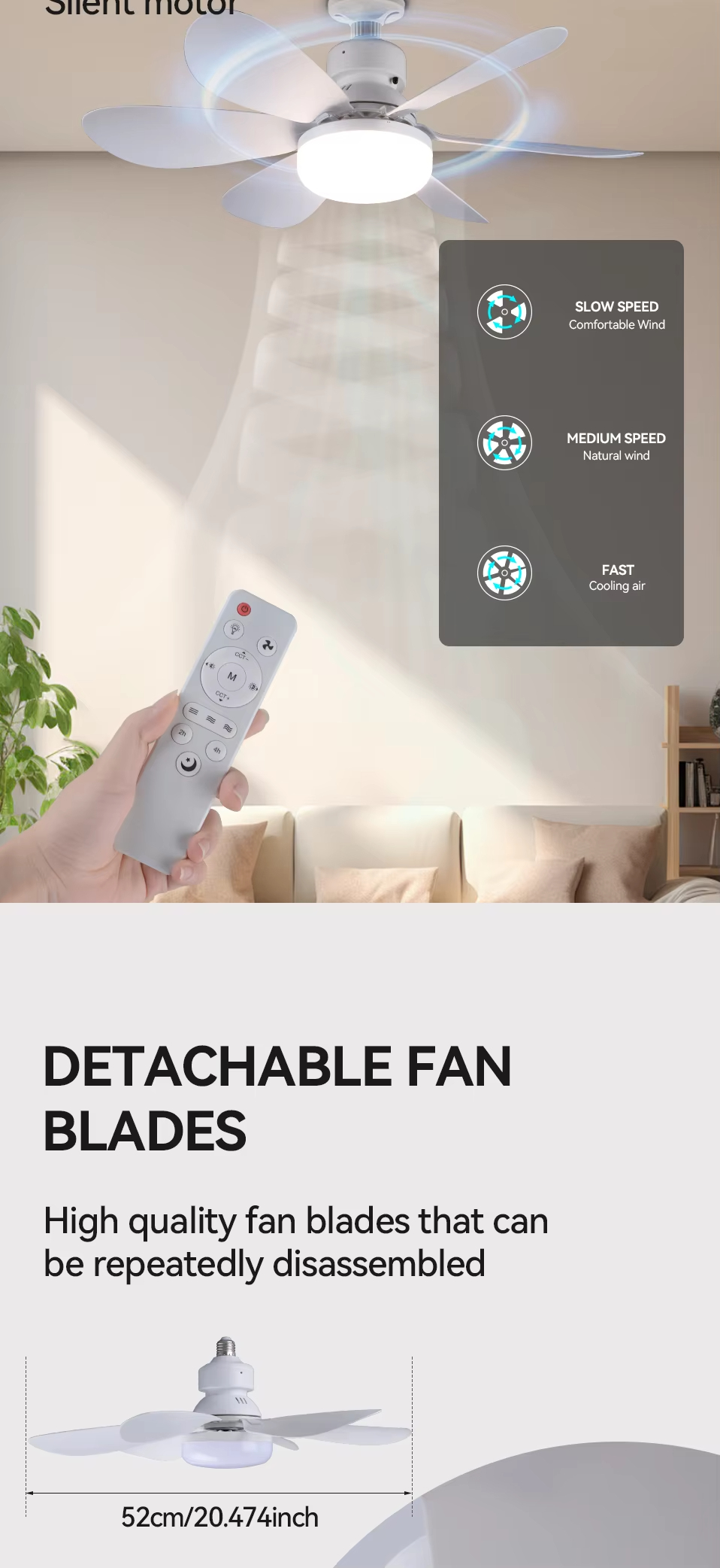 Modern LED Ceiling Fan Light E27 Remote Control 3 Colors Changeable Indoor Home Decoration Bedroom LED Fan Light