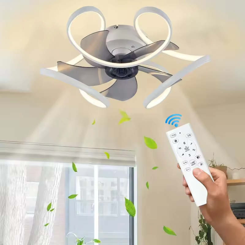 Modern simple luxury ceiling fan light for living room bedroom silent fan light with remote