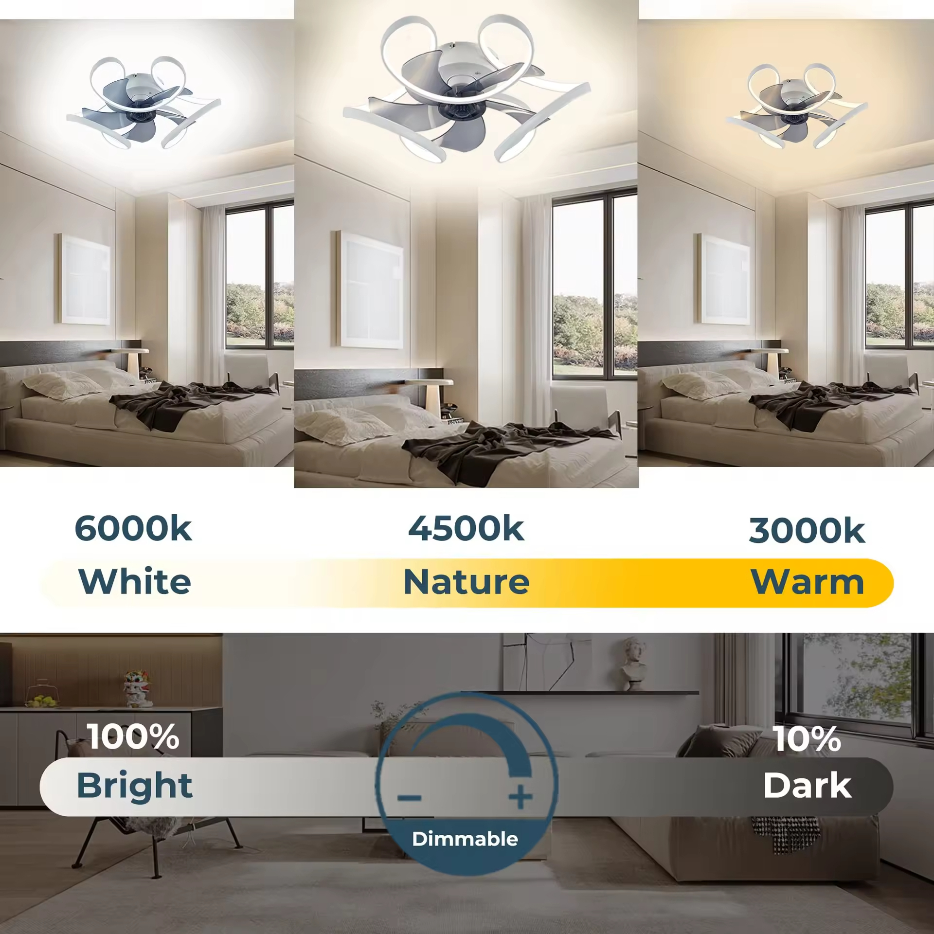 Modern simple luxury ceiling fan light for living room bedroom silent fan light with remote
