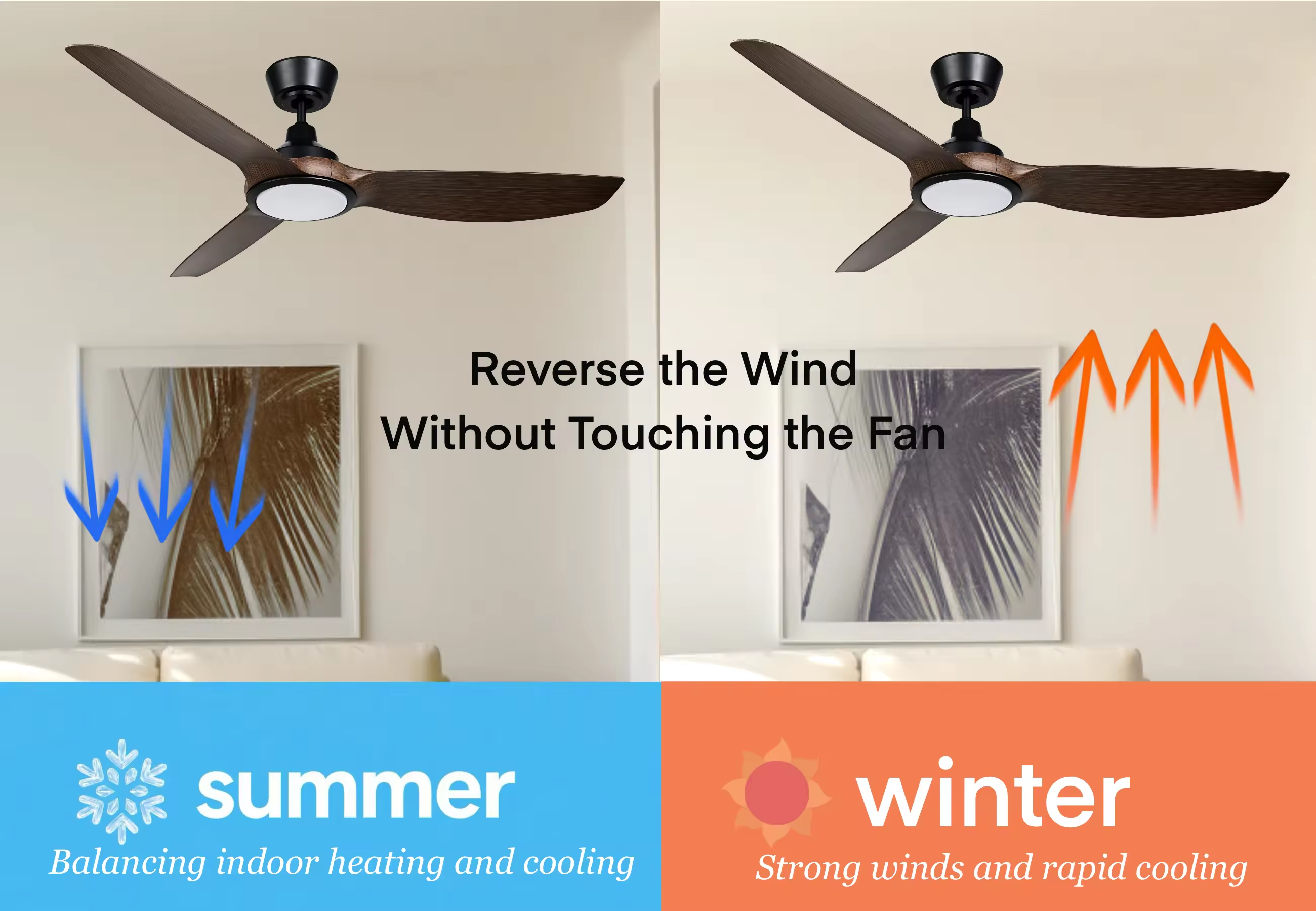 New Design Quiet Motor Cafe Living Room Dining Room Bedroom Study Room 52inch LED Ceiling Fan Light Kits