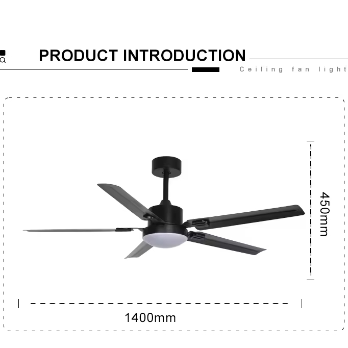 Matt Black LED Ceiling Fan Lights with Cooling Fan Type and 3 Light Colors