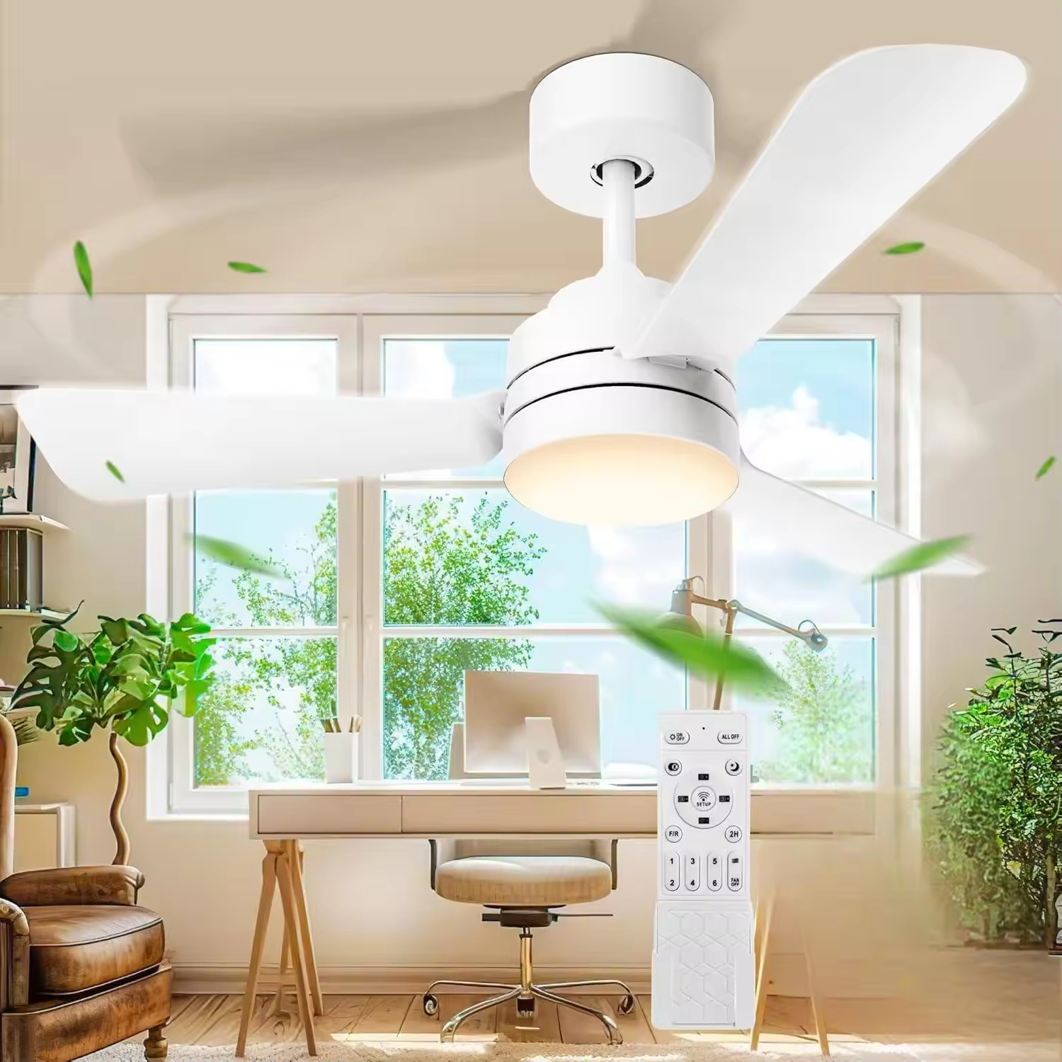 Optimal Cooling with Smart Ceiling Fan Control Includes Timer Function and Multiple Speed Settings