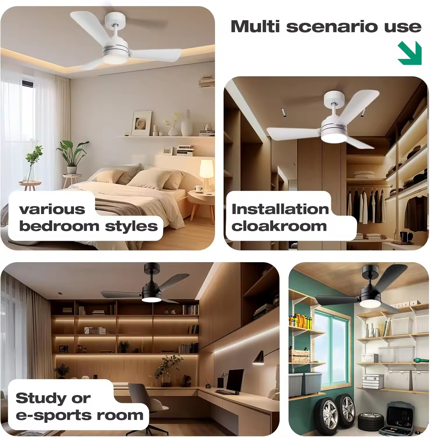 Optimal Cooling with Smart Ceiling Fan Control Includes Timer Function and Multiple Speed Settings