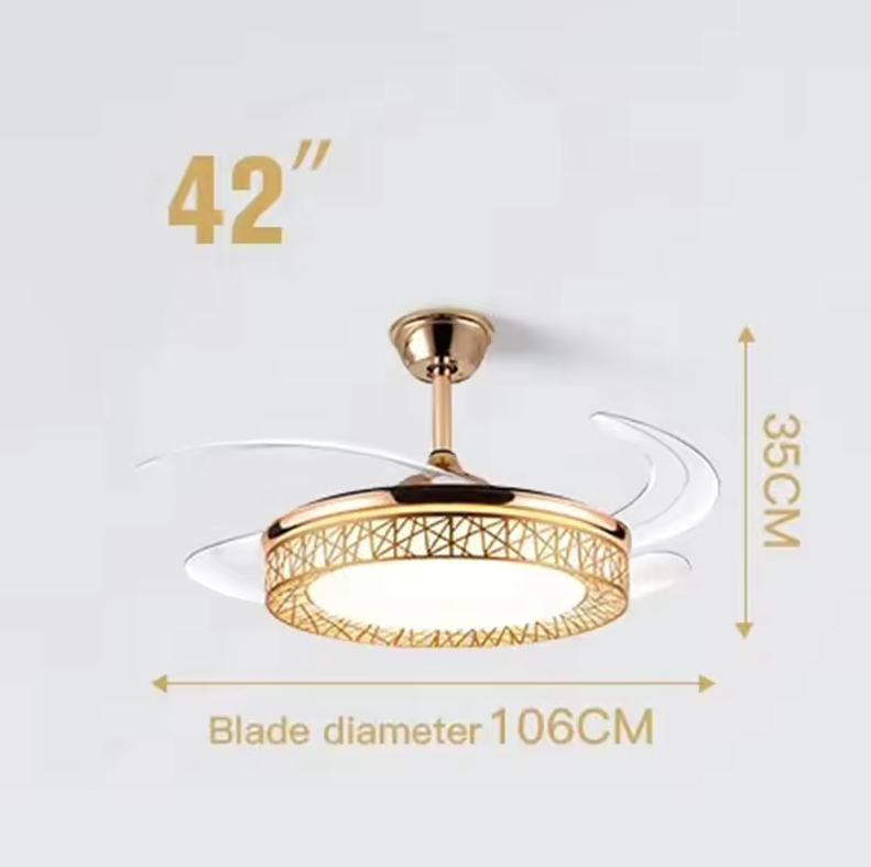 Energy-Saving Golden Recessed Ceiling Fan Lights for Easy Ceiling Installation