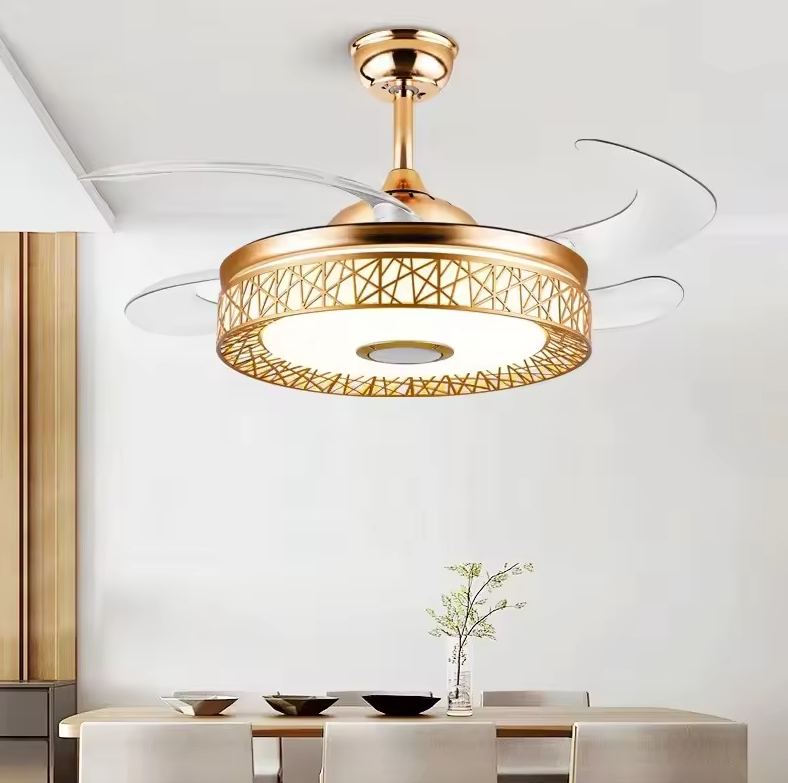 Energy-Saving Golden Recessed Ceiling Fan Lights for Easy Ceiling Installation