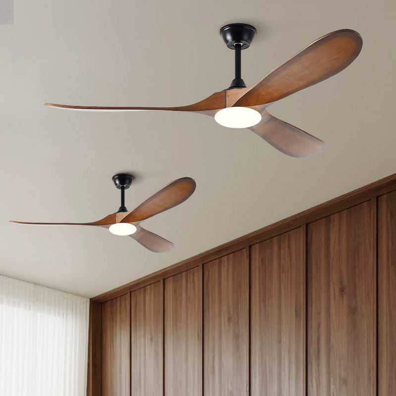 New Style Nordic Luxury 52 Inch Solid Wooden 3 Blade Modern Dc Motor Mute Ceiling Fan Light Large Ceiling Fan